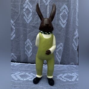 Charming Green and Brown Rabbit Figurine